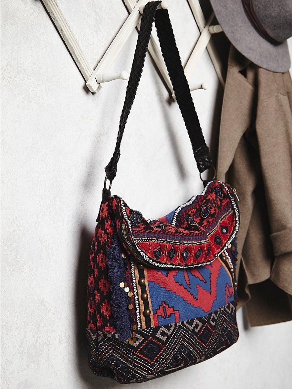Free People Vintage Indian Summer Hobo Bag Bohemian Tapestry